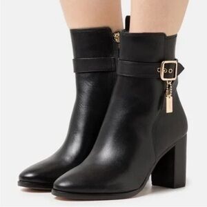 Coach Olivia Leather Black Bootie Ankle Short Boots Shoes Pumps Heels 8